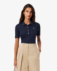 Slim Fit-Polohemd L.12.D aus Pointelle-Spitze