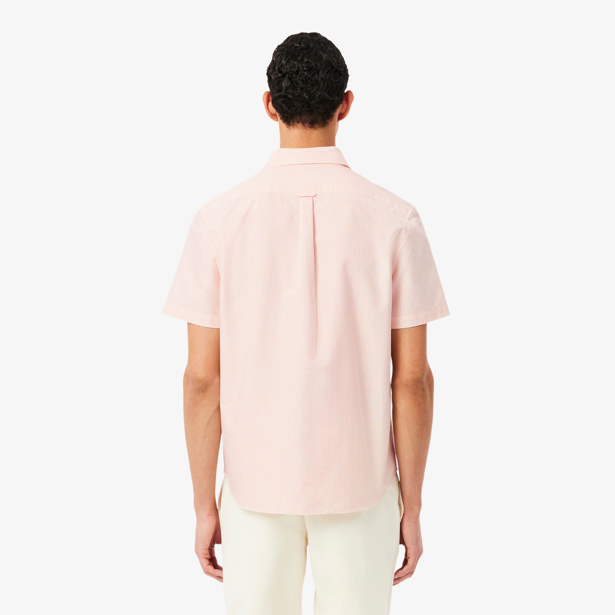 Thumbnail - Lacoste Regular Fit-Hemd mit kurzen Ärmeln aus Baumwoll-Oxford - Rose / Blanc Size 41