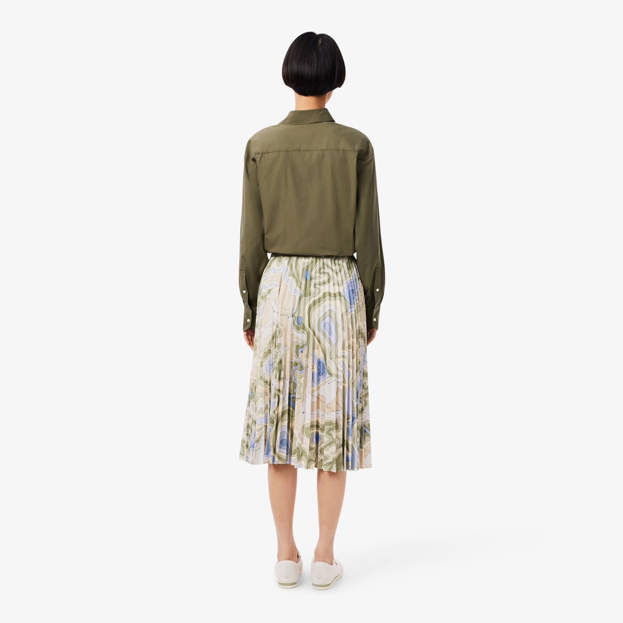 Thumbnail - Lacoste Faltenrock mit topografischem Print - Weiß / Blau Size 6 - XL