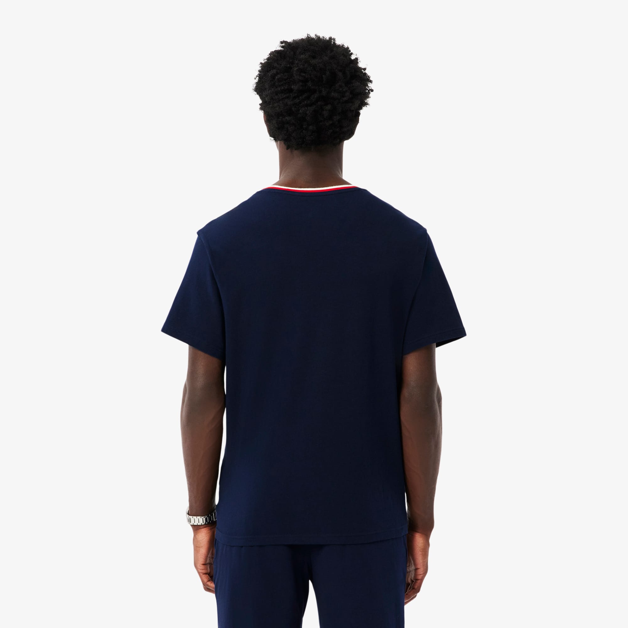 Thumbnail - Lacoste Pyjama-Oberteil mit Kontrastkragen - Navy Blau Size XXS