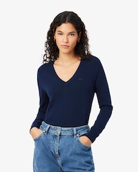 Nahtloser Pullover mit V-Ausschnitt