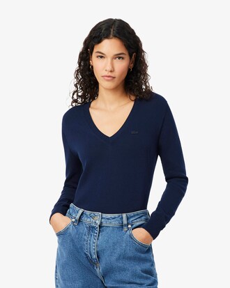 Nahtloser Pullover mit V-Ausschnitt