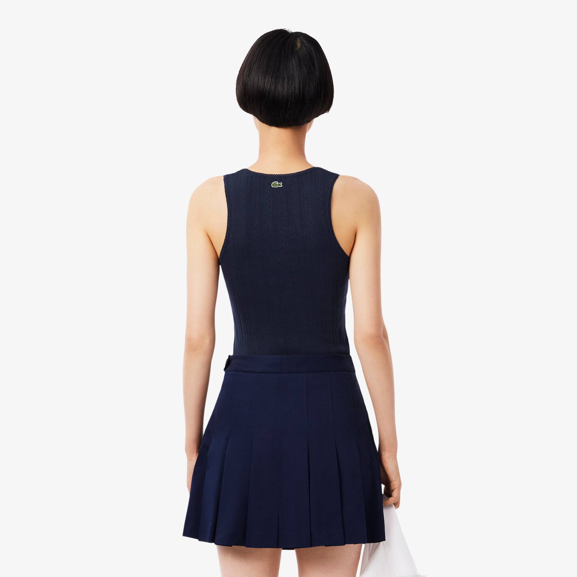 Thumbnail - Lacoste Slim Fit-Tanktop aus Pointelle-Spitze - Navy Blau Size 44