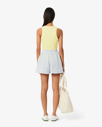Gestreifte Loose Cut-Shorts aus Leinen