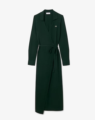 Slim Fit-Wickelkleid mit Polokragen