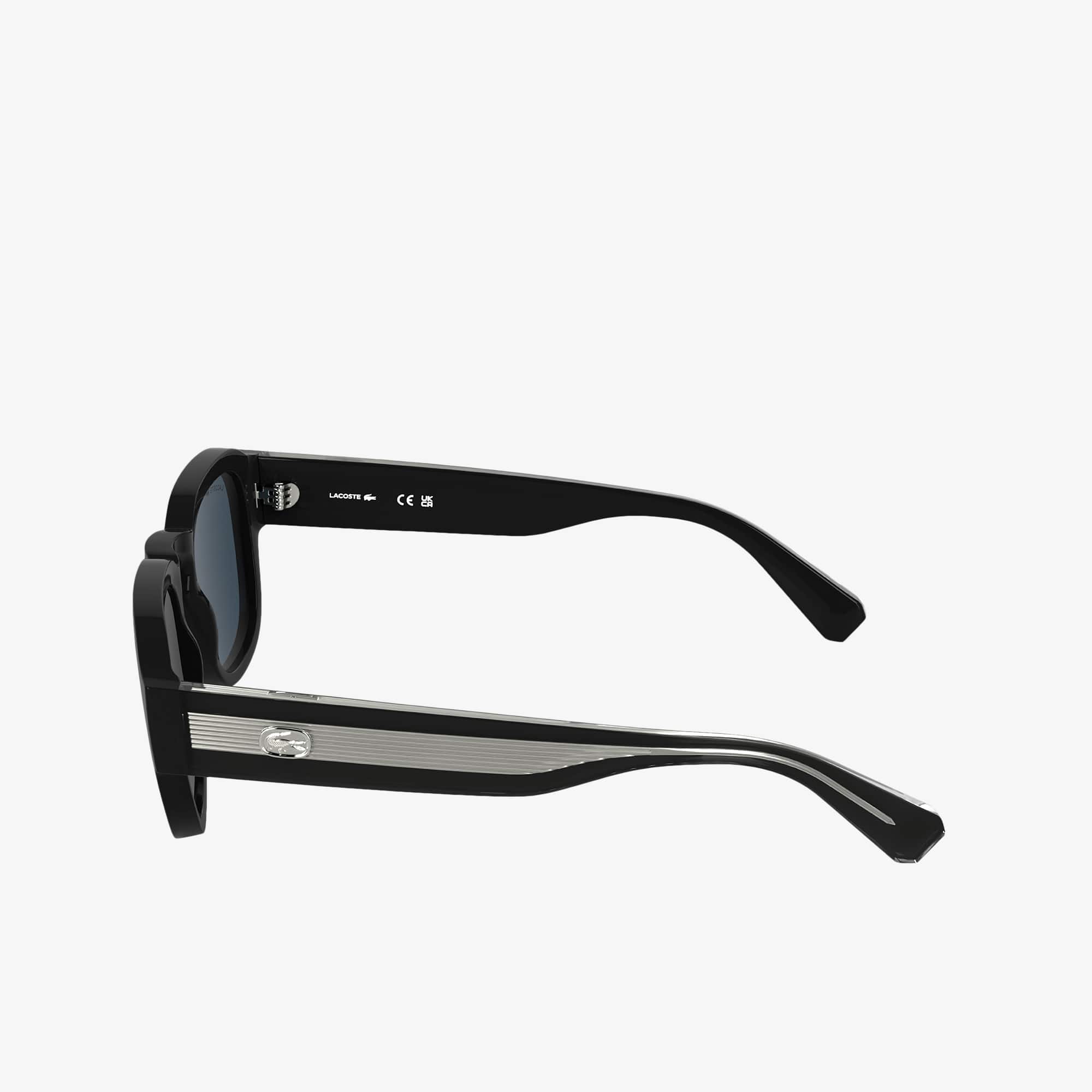 Thumbnail - Lacoste Ikonische, runde Acetat-Sonnenbrille - BLACK / BLUE / BLACK Size One Size