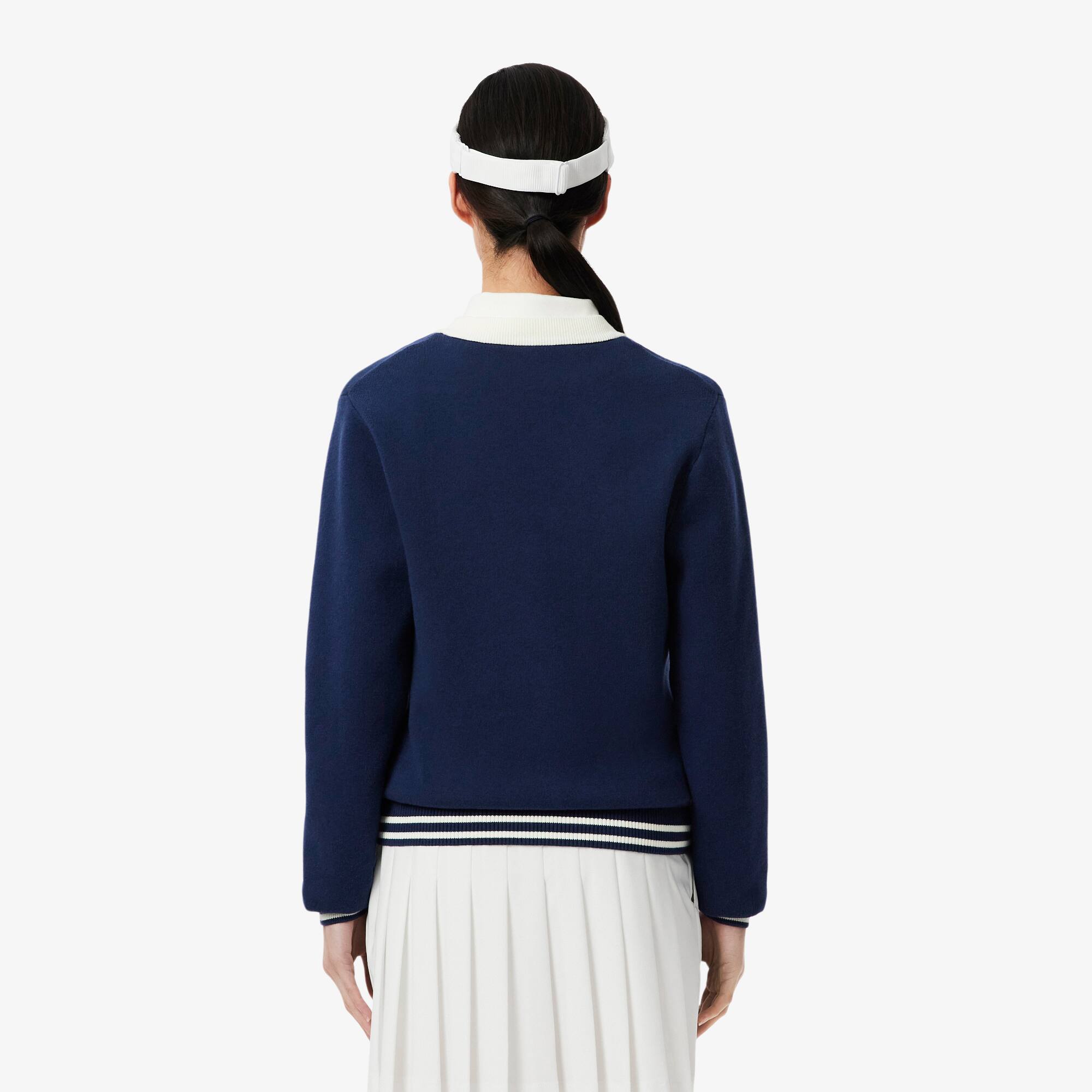 Thumbnail - Lacoste Windbreaker-Cardigan für den GolfSport - Navy Blau / Weiß Size 44