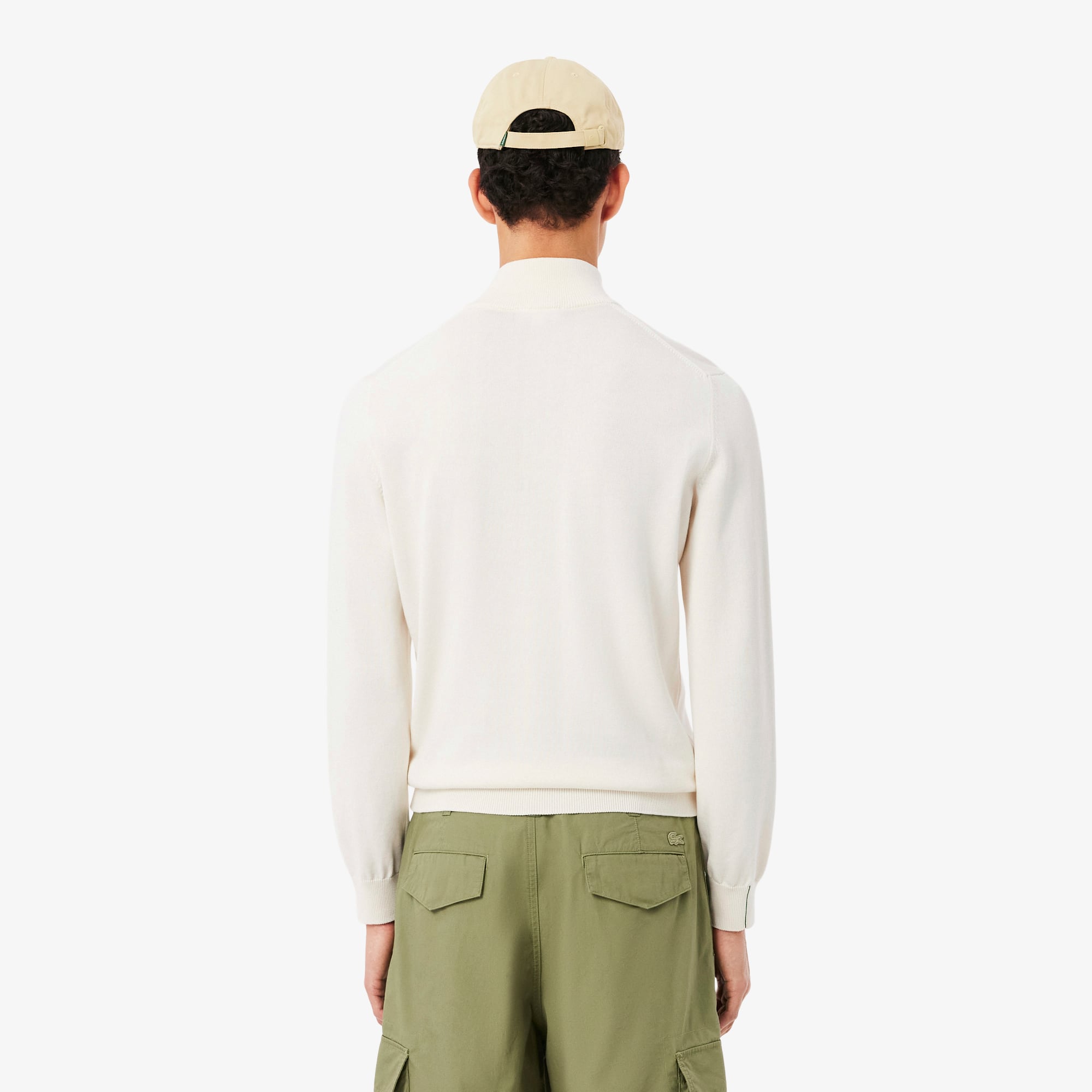 Thumbnail - Lacoste Pullover aus Baumwolle mit Reißverschluss und hohem Kragen - Weiß Size 6 - XL