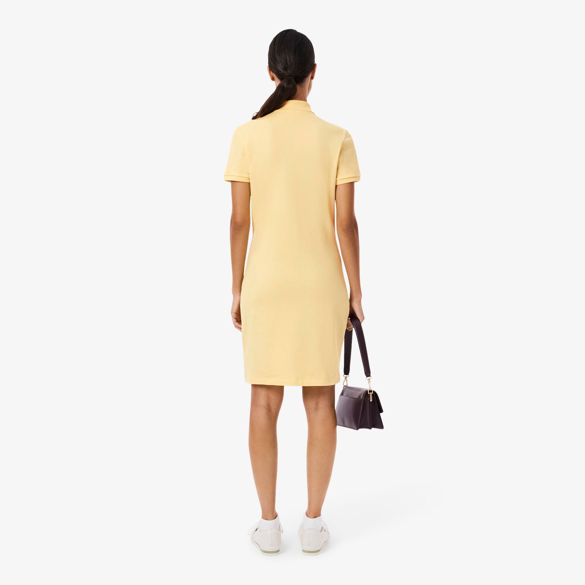 Thumbnail - Lacoste Slim Fit-Polokleid aus dehnbarem Mini Piqué - Gelb Size 38