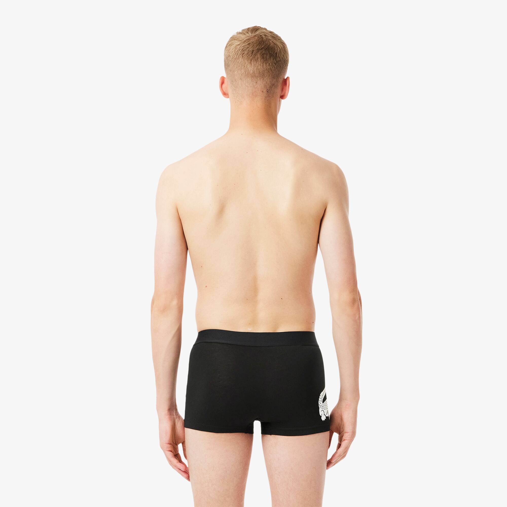 Thumbnail - Lacoste 3er-Pack Trunks aus Stretch-Baumwolle - Schwarz / Weiß / Schwarz Size M