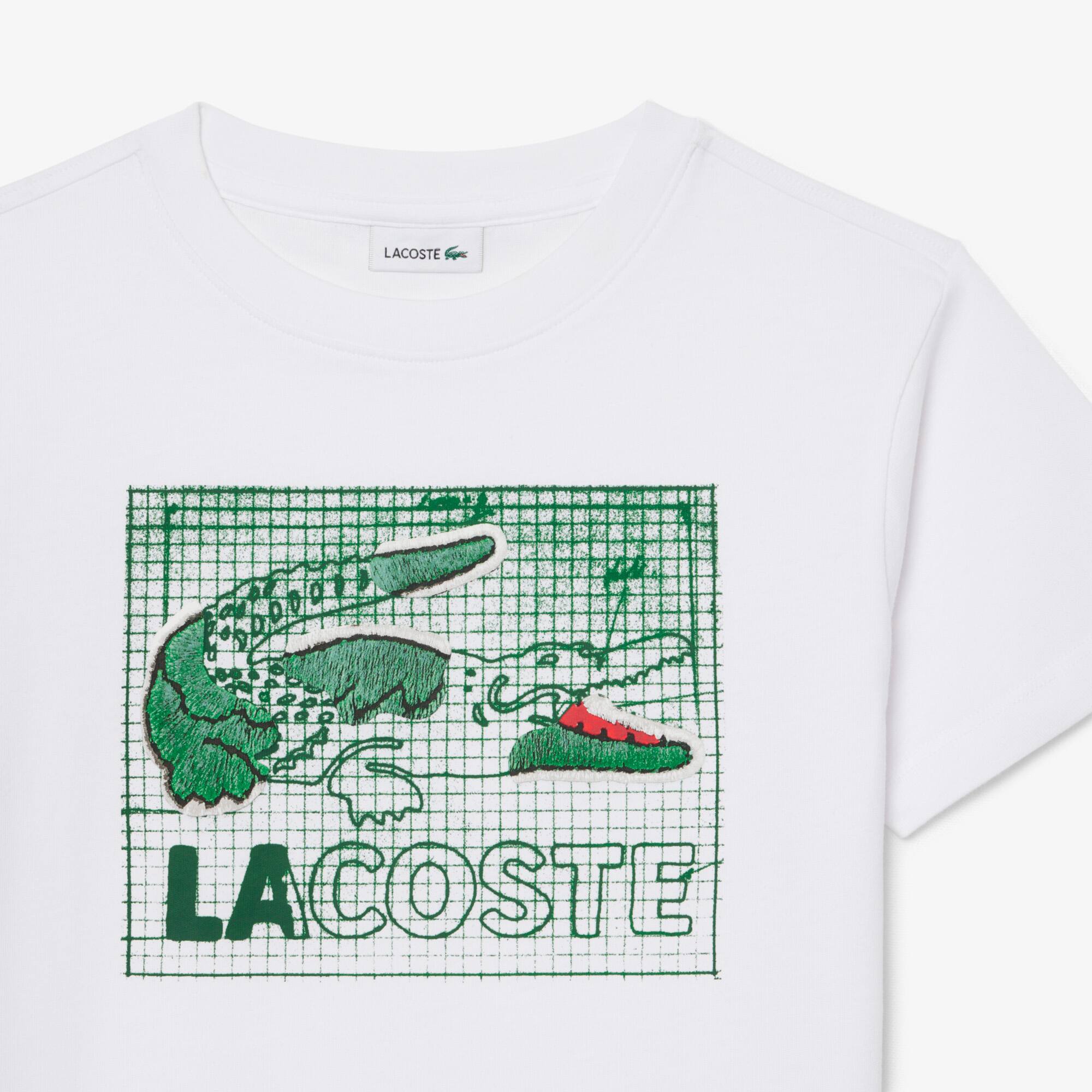Thumbnail - Lacoste T-Shirt aus Baumwolle mit grafischem Print - Weiß Size 9 - 10A