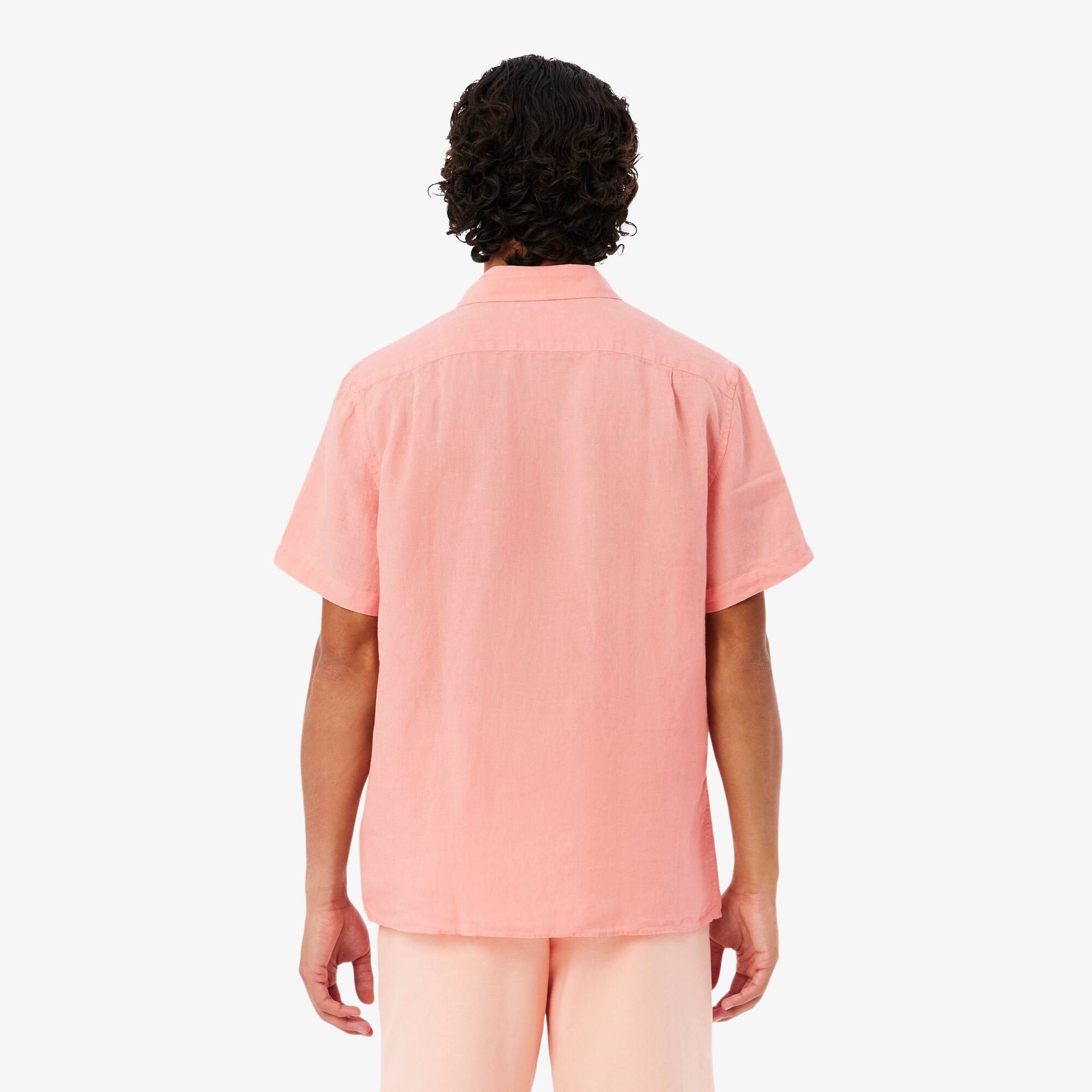 Thumbnail - Lacoste Leinenhemd mit kurzen Ärmeln - Rose Size 46