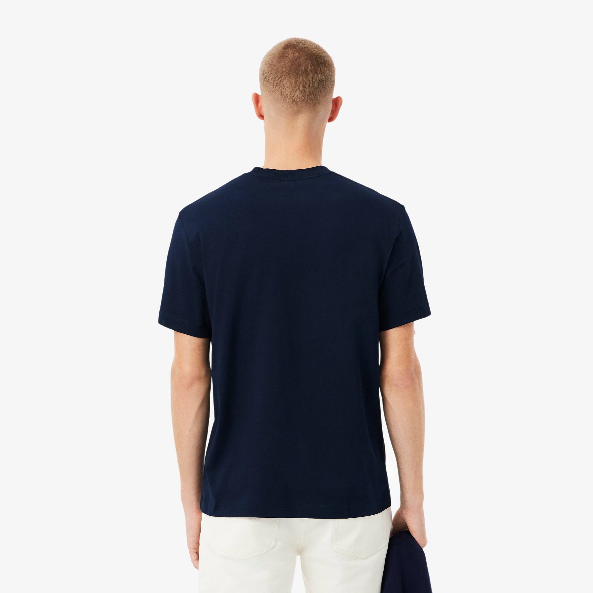 Thumbnail - Lacoste Baumwoll-T-Shirt mit Brusttasche - Navy Blau Size XS