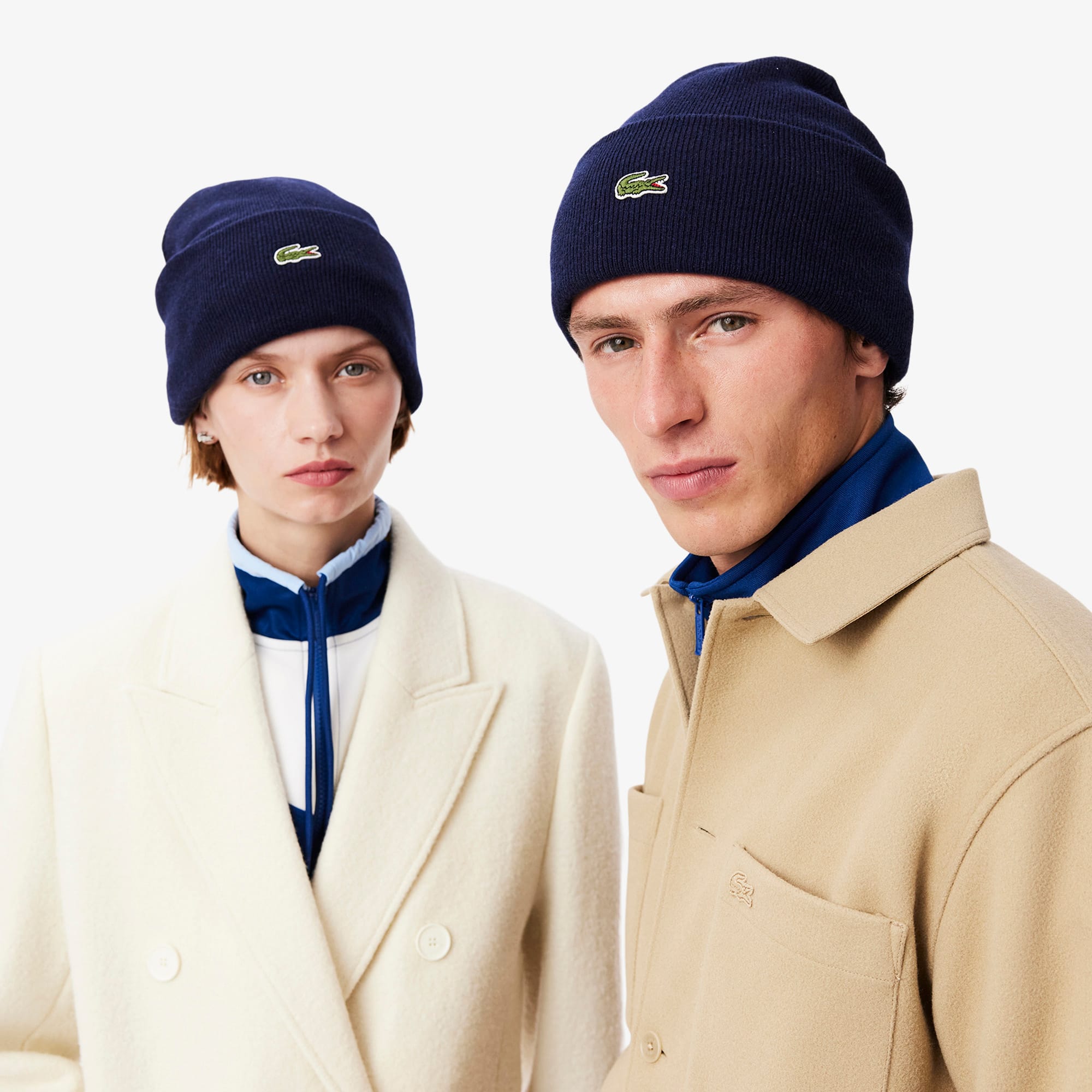 Thumbnail - Lacoste Wollmütze mit Bündchen - Navy Blau Size One Size
