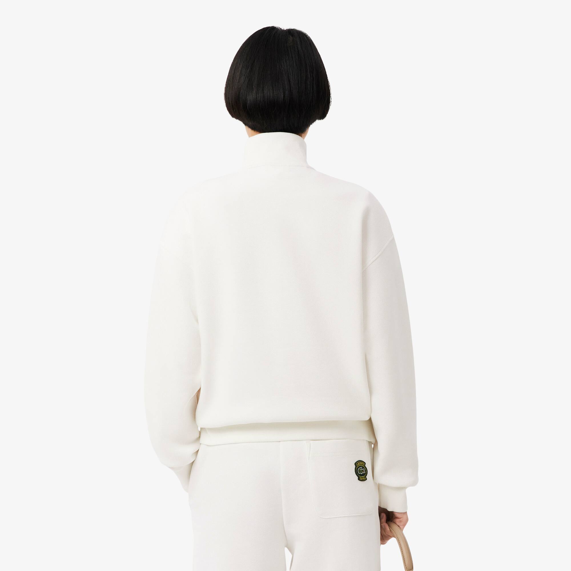 Thumbnail - Lacoste Sweatshirt aus Piqué mit Reißverschluss und hohem Kragen - Weiß Size 46