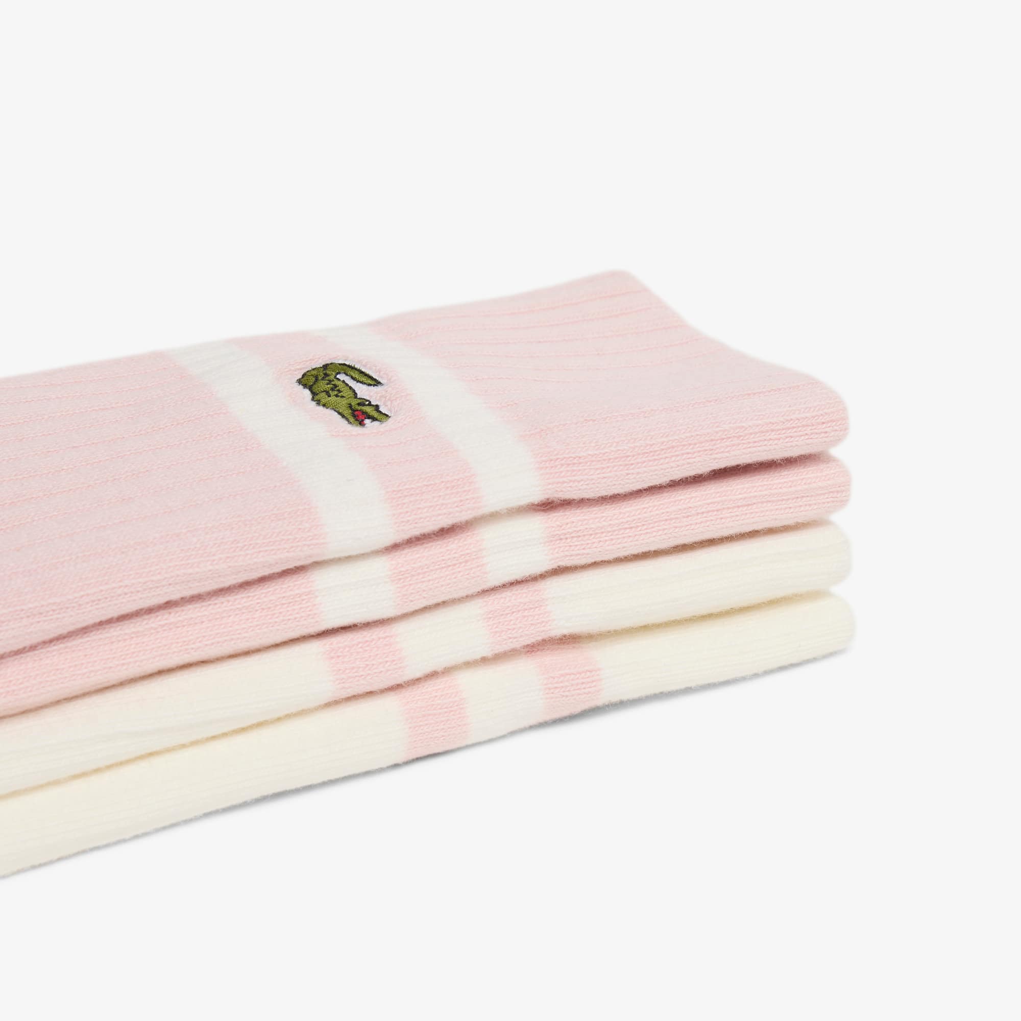 Thumbnail - Lacoste Socken aus gerippter Baumwolle - Hellrosa / Weiß Size 43/46