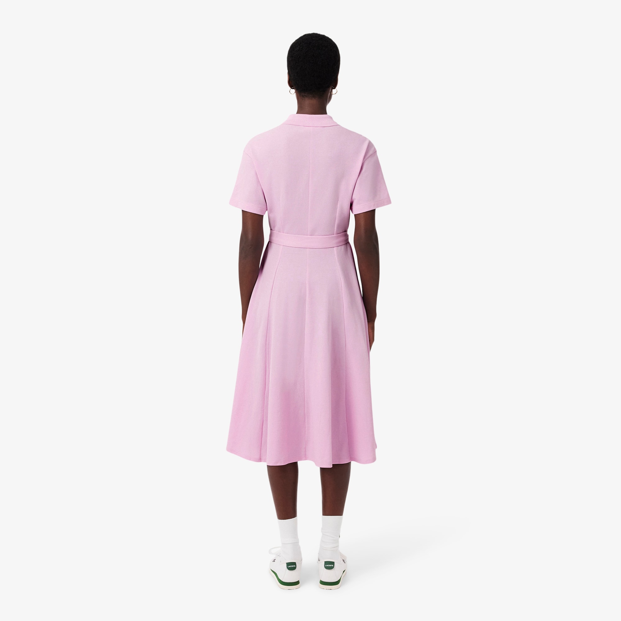 Thumbnail - Lacoste Flared-Polokleid aus Mini-Piqué - Rosa Size 40