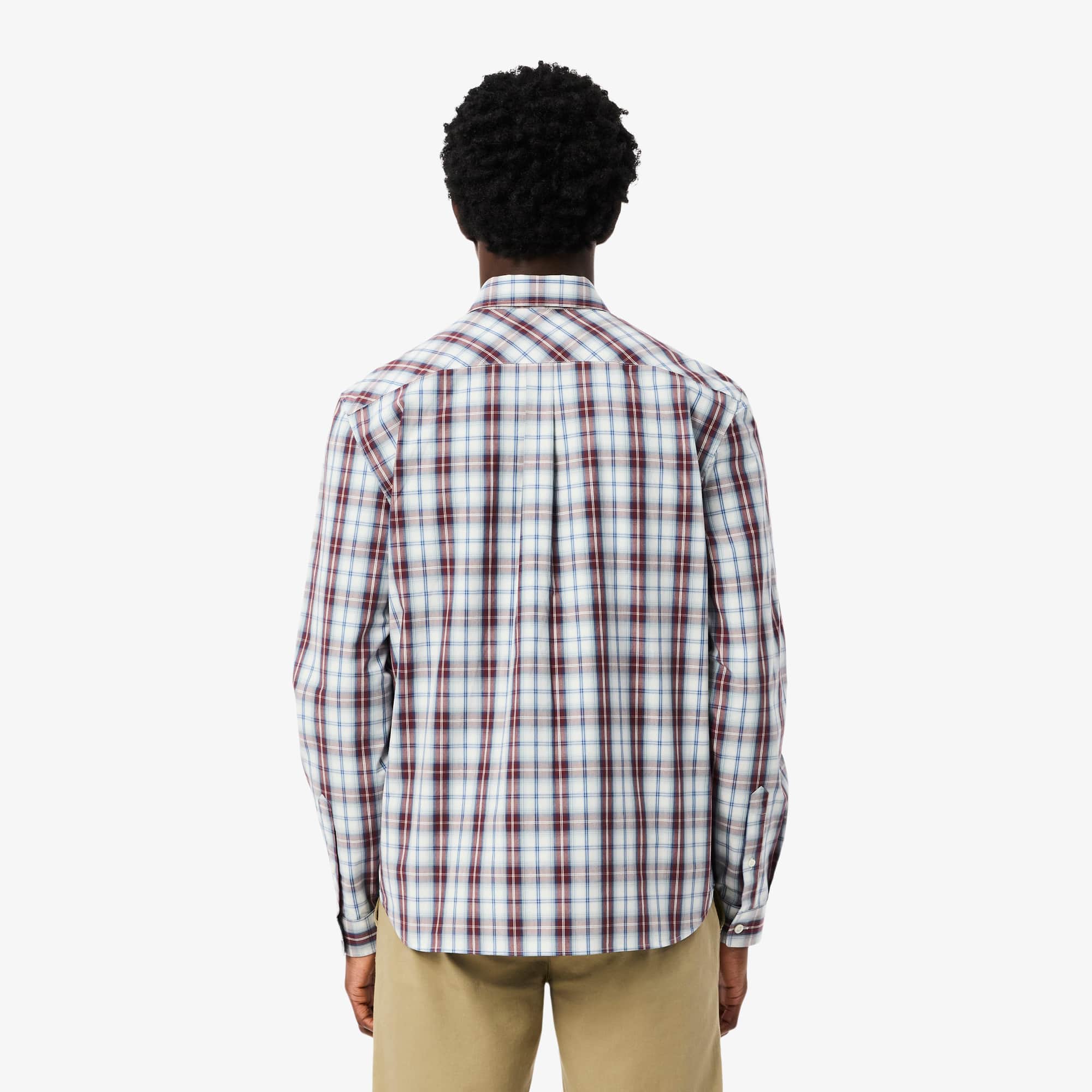 Thumbnail - Lacoste Kariertes Regular Fit-Hemd aus Popeline - Weiß / Burgunder Size 42