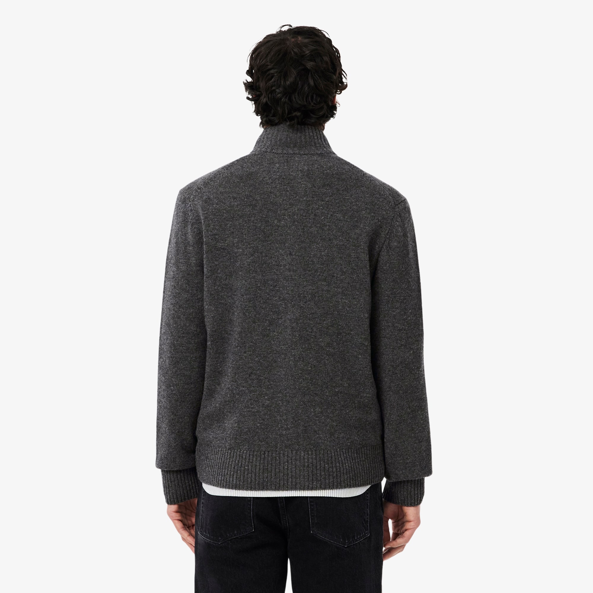 Thumbnail - Lacoste Pullover aus Tuchwolle mit Reißverschluss - Heidekraut Grau Size S