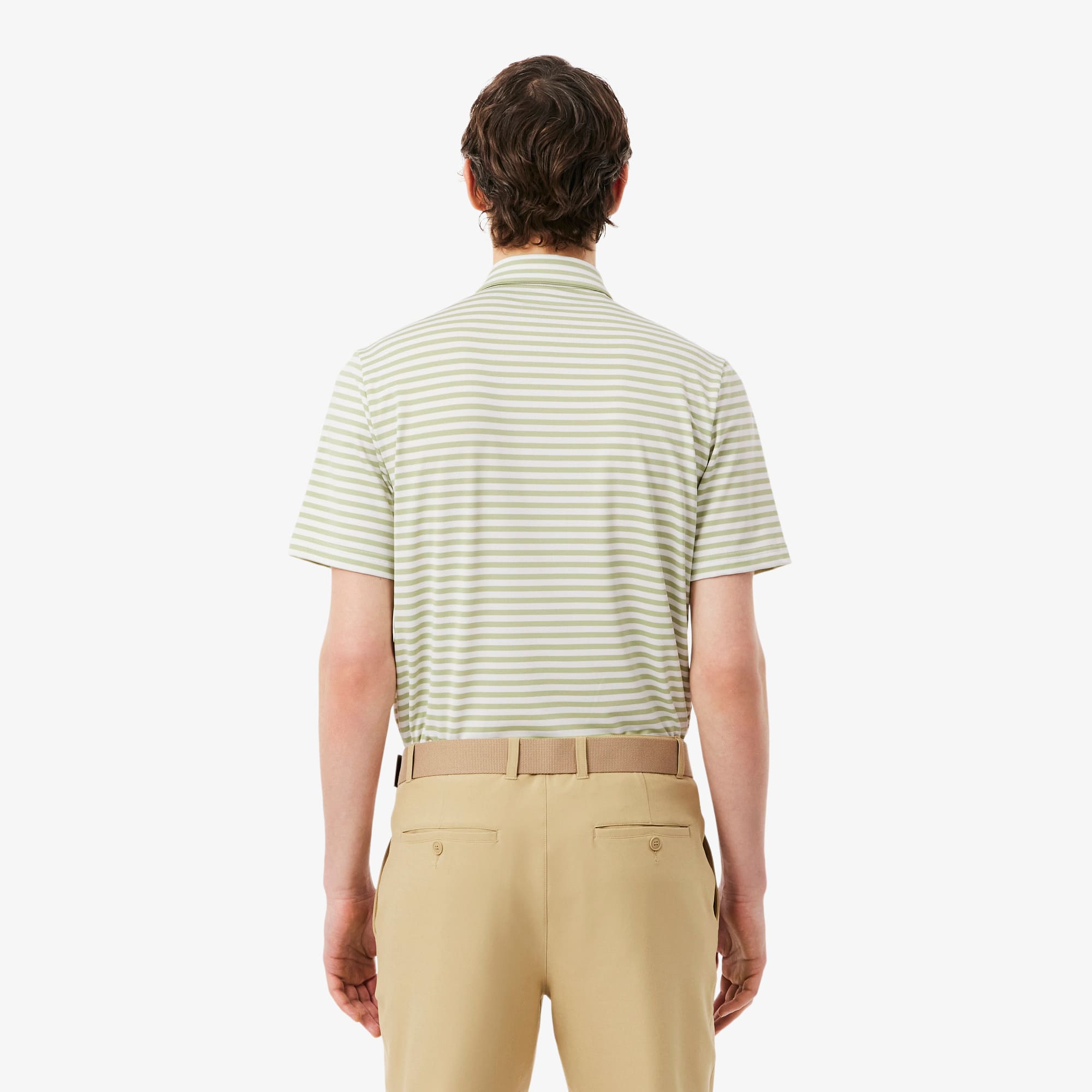 Thumbnail - Lacoste Gestreiftes Golf-Polohemd mit Ultra-Dry-Technologie, Regular Fit - Vert / Blanc Size XXL