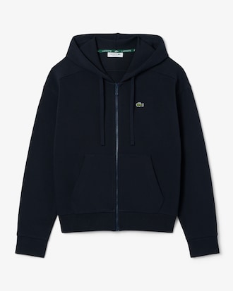 Hoodie aus Piqu&eacute; mit Rei&szlig;verschluss