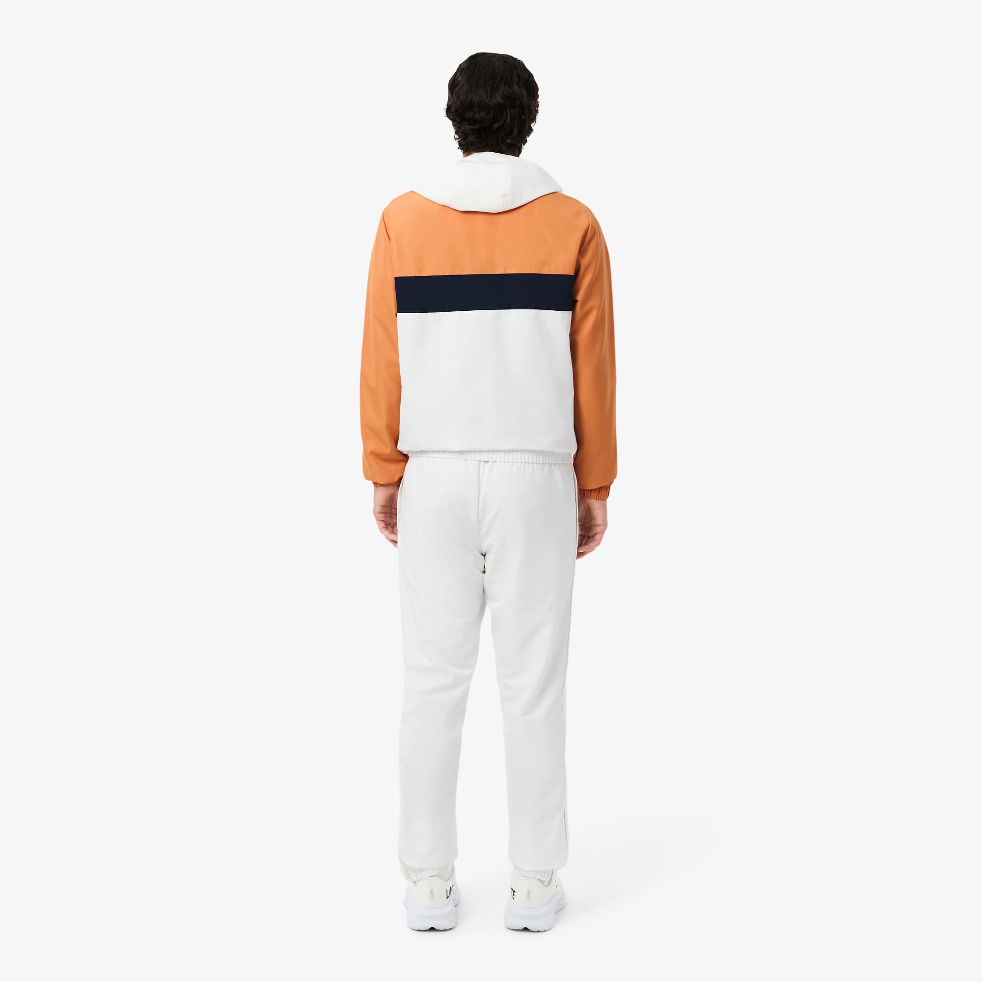 Thumbnail - Lacoste Sport-Trainingsanzug aus Diamant-Taft - Blanc / Orange / Bleu Marine Size M