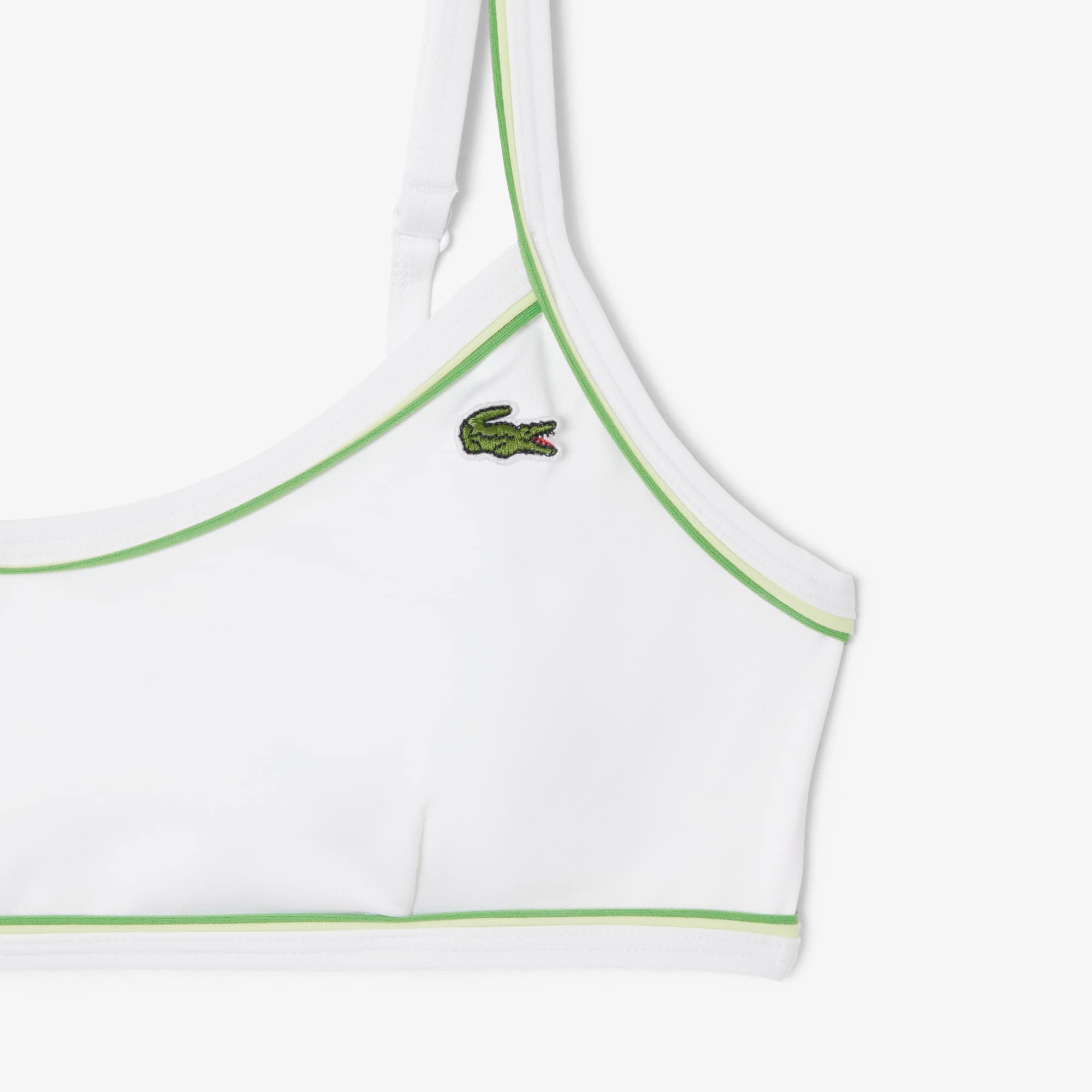 Thumbnail - Lacoste Badeoberteil aus Jersey - Blanc / Vert Size 36