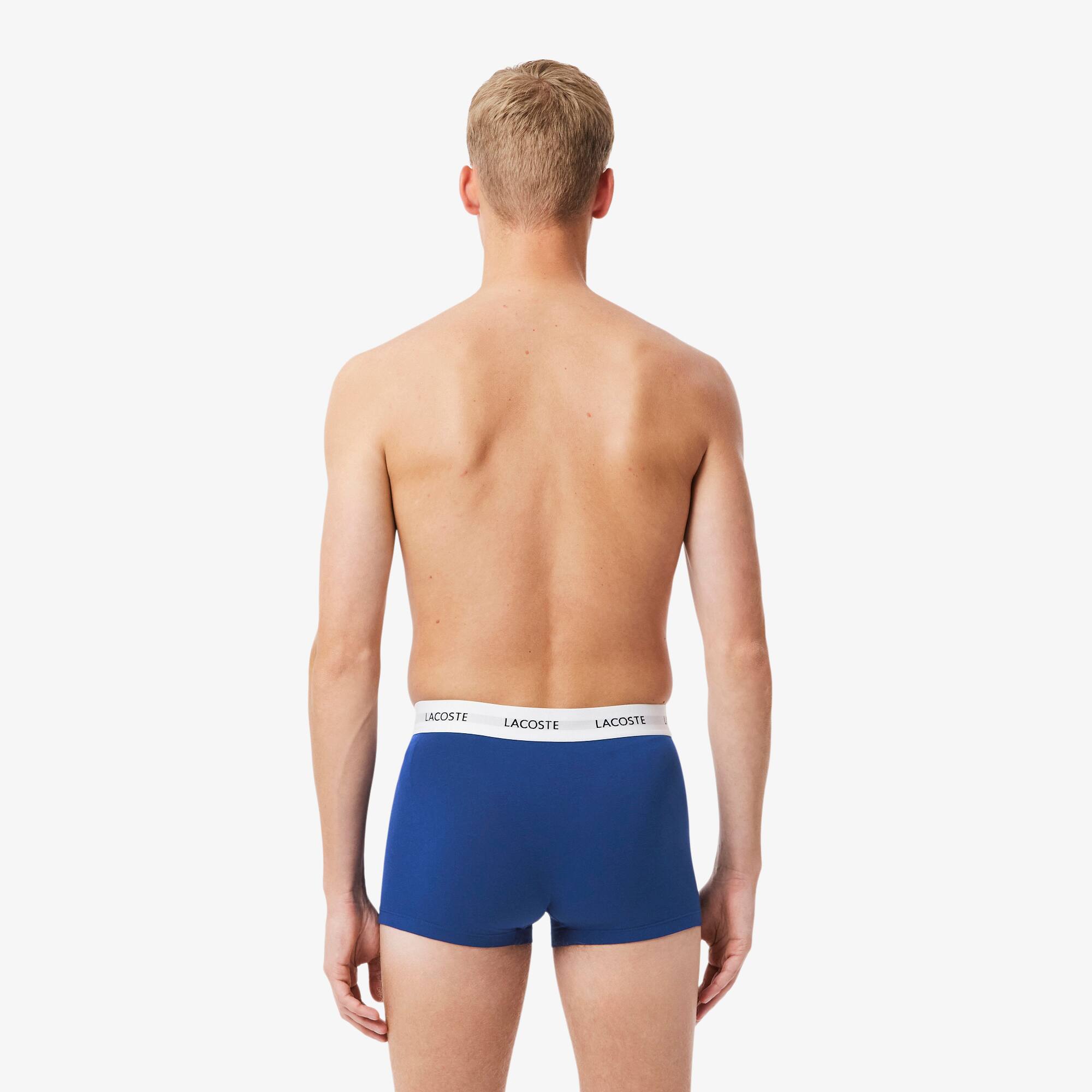 Thumbnail - Lacoste 3er-Pack Baumwoll-Stretch-Trunks - Navy Blau / Blau / Navy Blau Size M