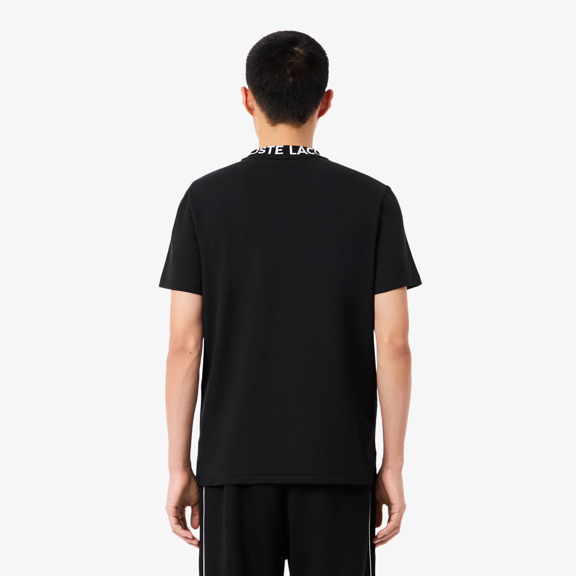 Thumbnail - Lacoste T-Shirt aus Piqué mit Jacquard-Branding - Schwarz Size S