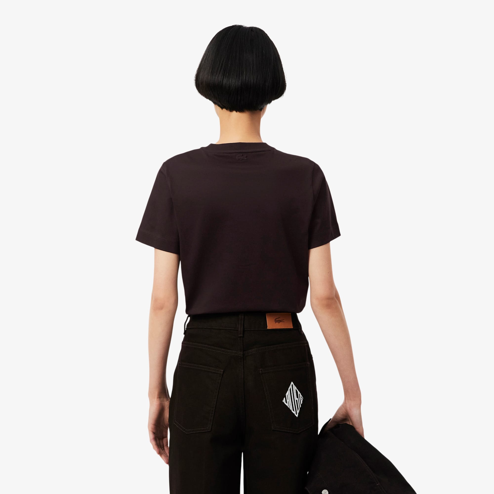 Thumbnail - Lacoste Lacoste Badge Cotton T-shirt - Braun Size 46