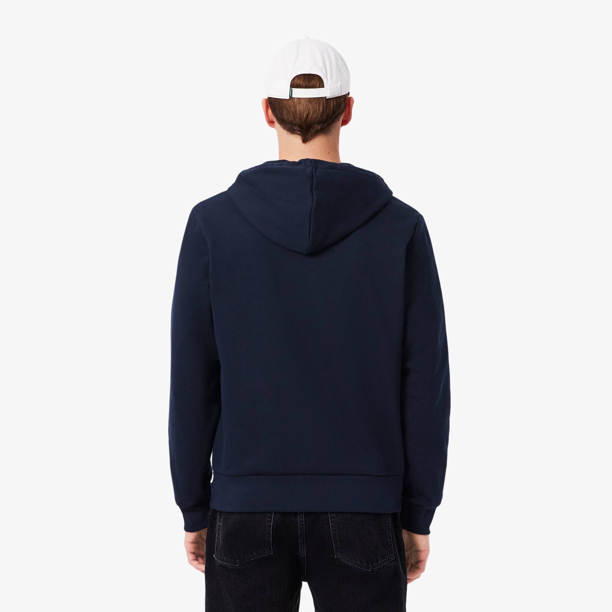 Thumbnail - Lacoste Colorblock-Hoodie mit Reißverschluss - Navy Blau / Weiß / Braun Size XS