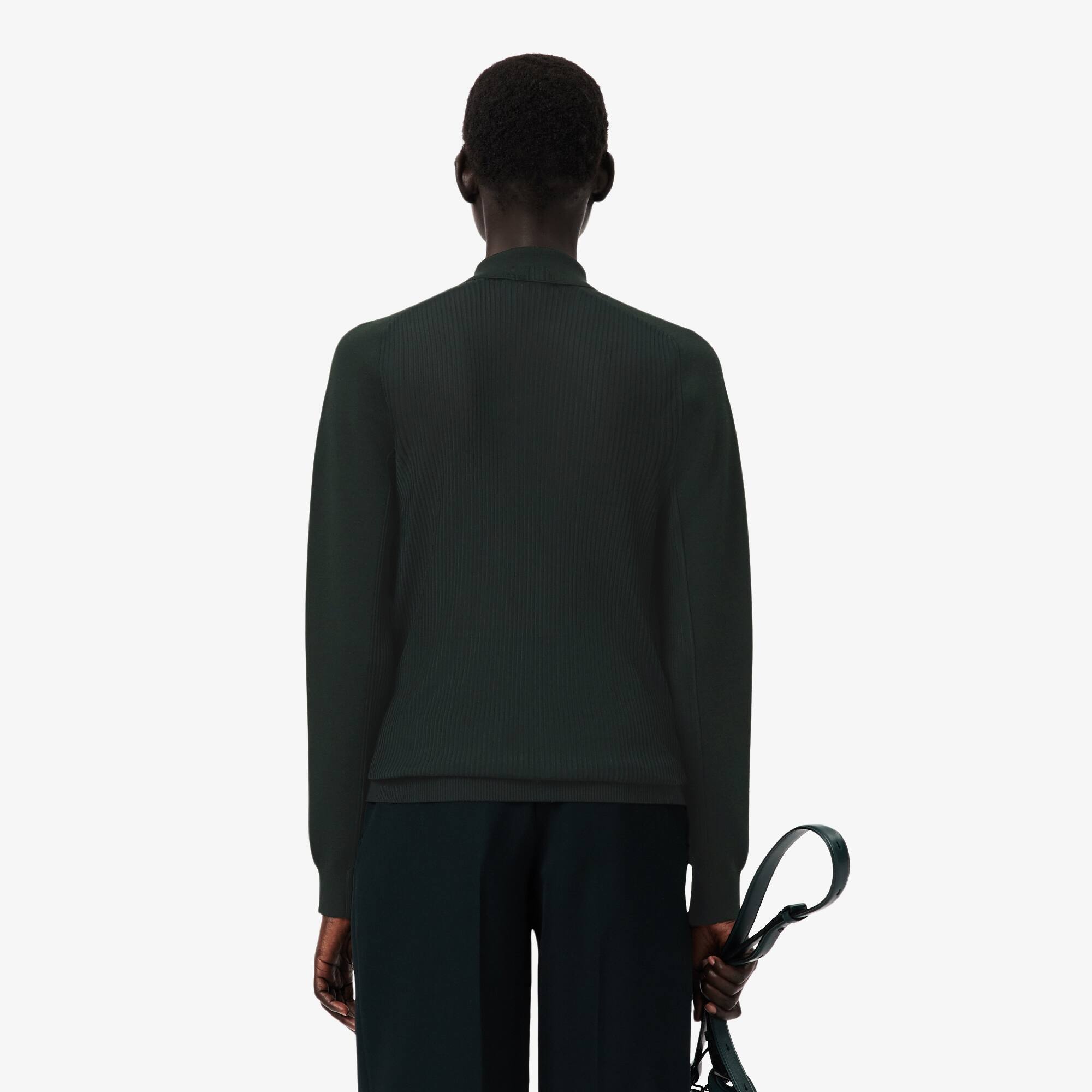 Thumbnail - Lacoste Pullover Runway aus Wollgemisch mit Polokragen - Vert Fonce Size 40