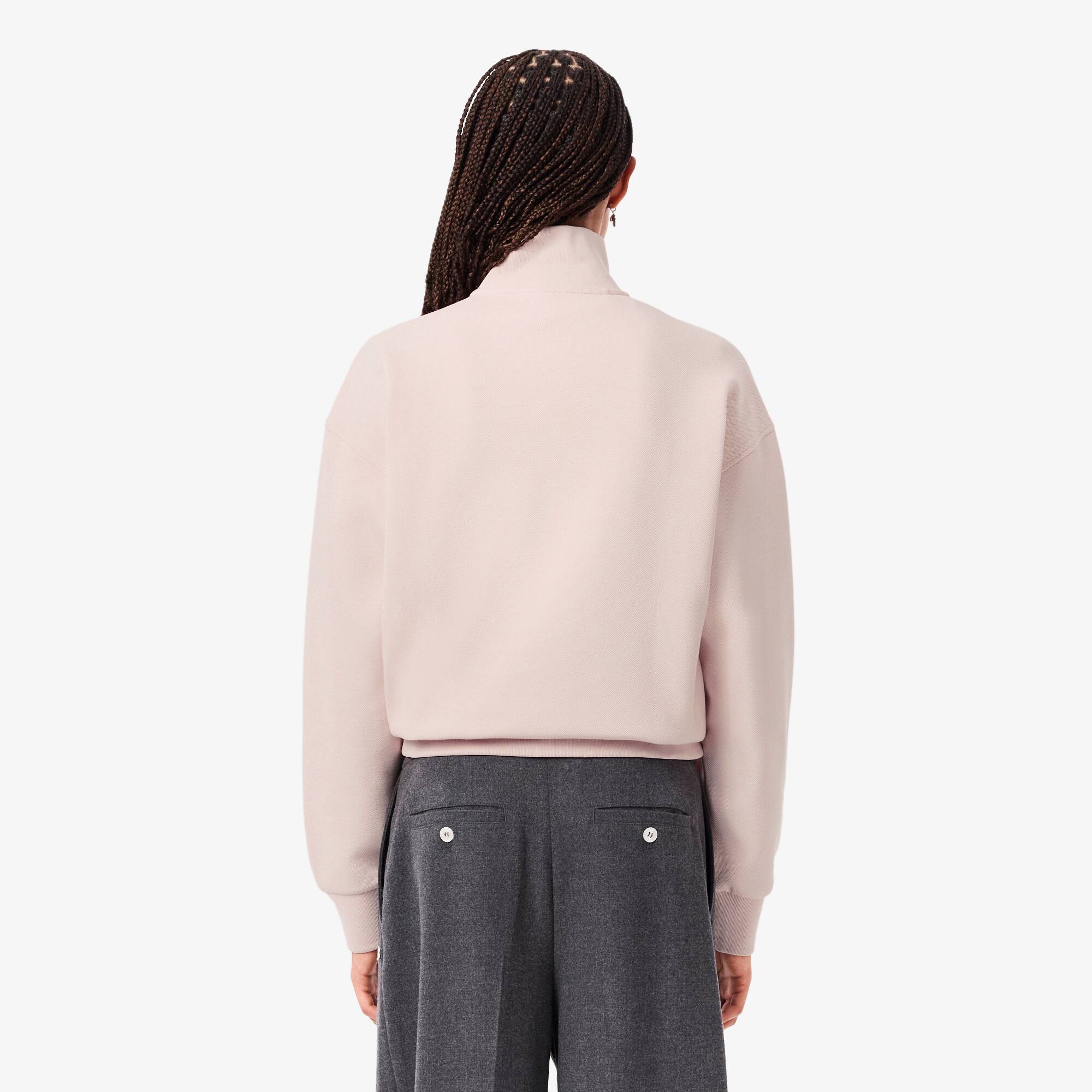 Thumbnail - Lacoste Sweatshirt aus Piqué mit Reißverschluss und hohem Kragen - Hellrosa Size 36