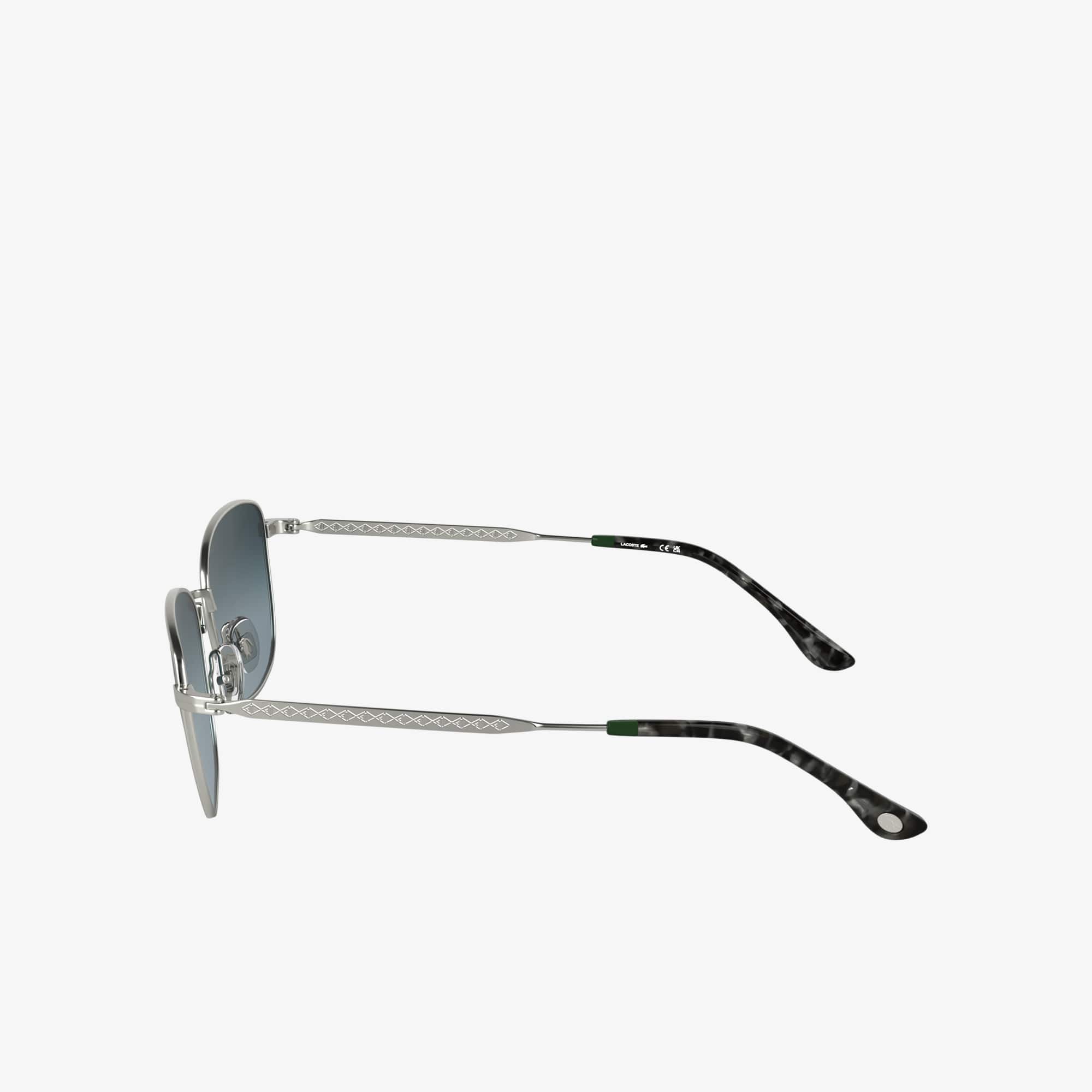 Thumbnail - Lacoste Rechteckige Sonnenbrille aus Metall mit Monogramm - MATTE SILVER Size One Size