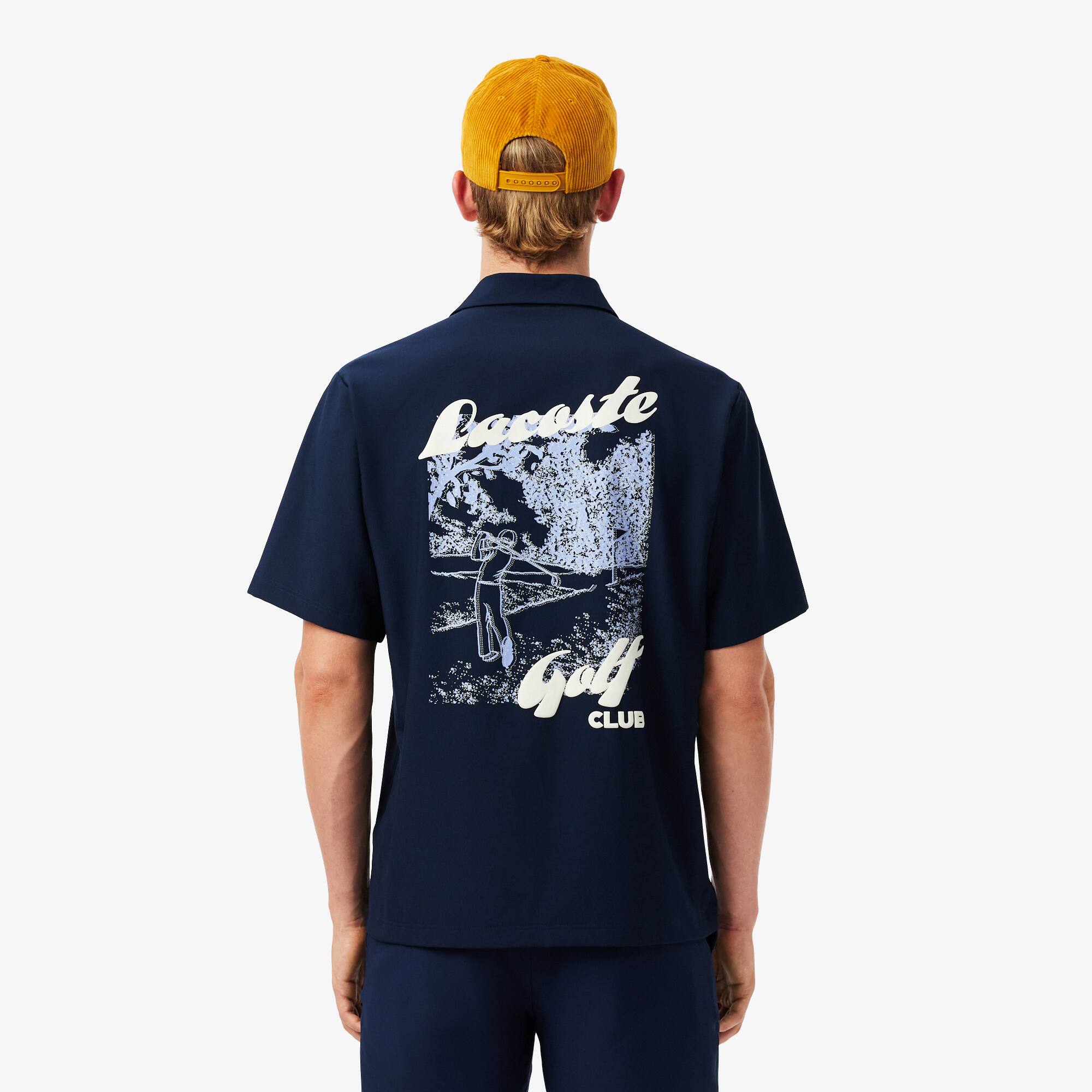 Thumbnail - Lacoste Stretch-Hemd mit Print und Ultra-Dry-Technologie für den GolfSport - Navy Blau Size 39