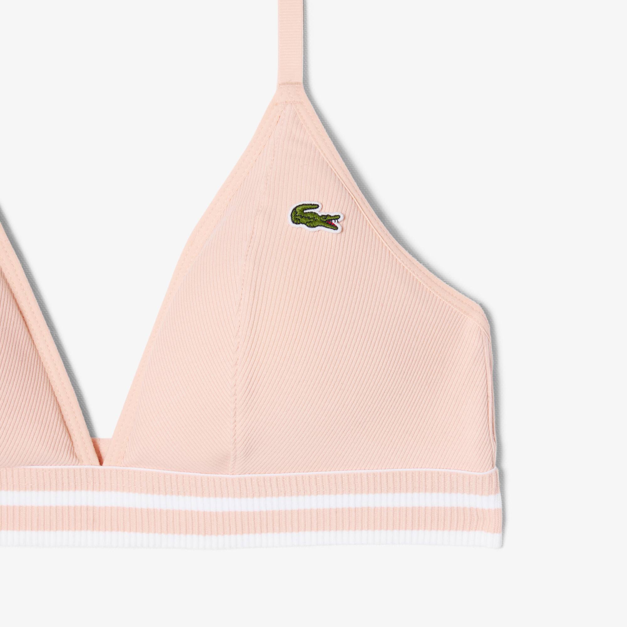 Thumbnail - Lacoste Triangle-Bralette aus Baumwoll-Rippstrick - Rose Size S