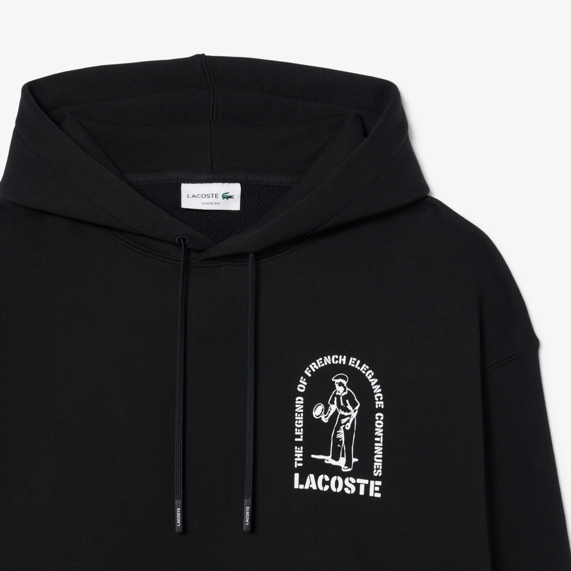 Thumbnail - Lacoste Loose Fit-Hoodie mit Print - Schwarz Size S