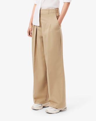 Weite Chinohose aus Stretch-Gabardine