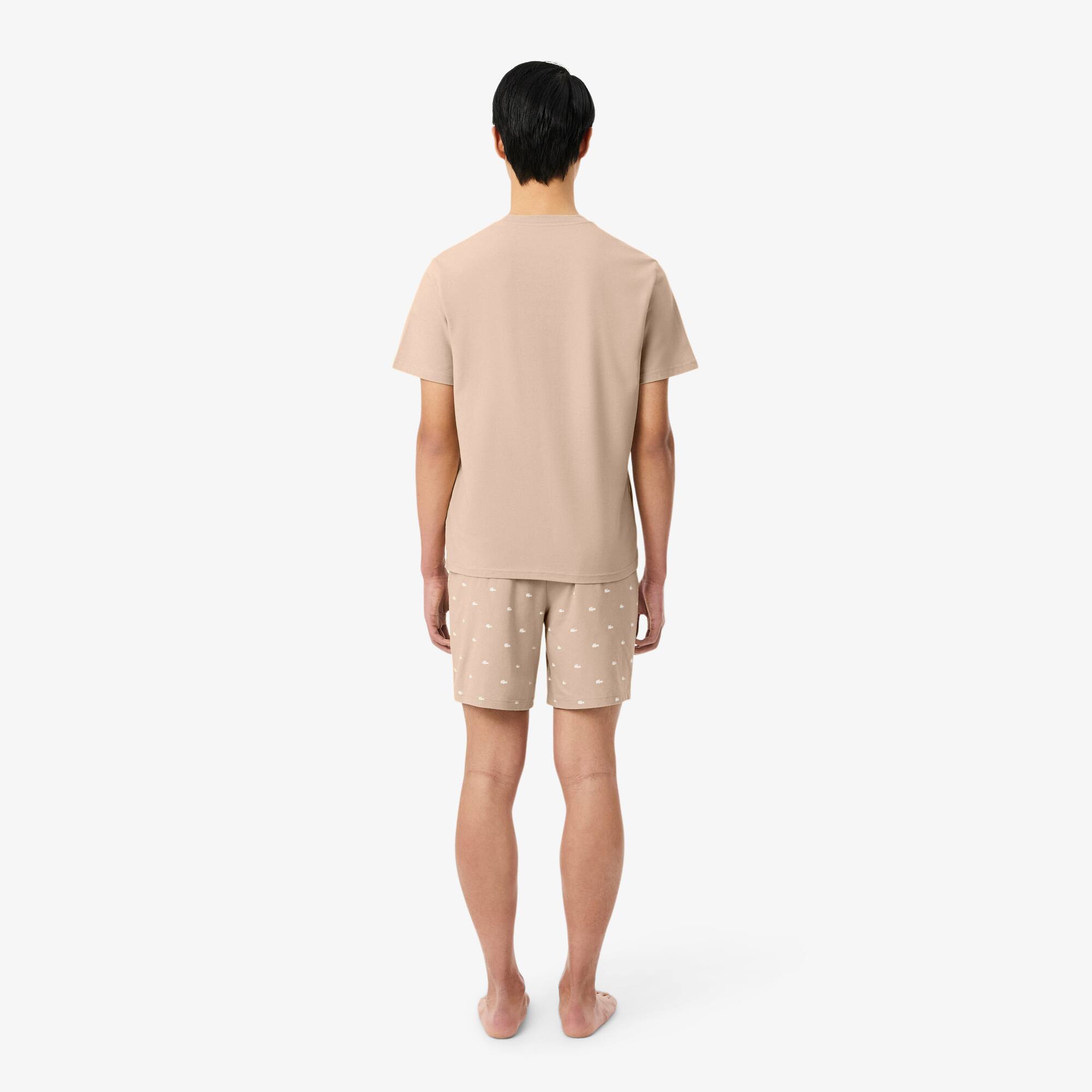 Thumbnail - Lacoste Pyjama-Set mit Print - Beige / Blanc Size S