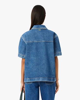 Oversized-Polohemd aus Denim