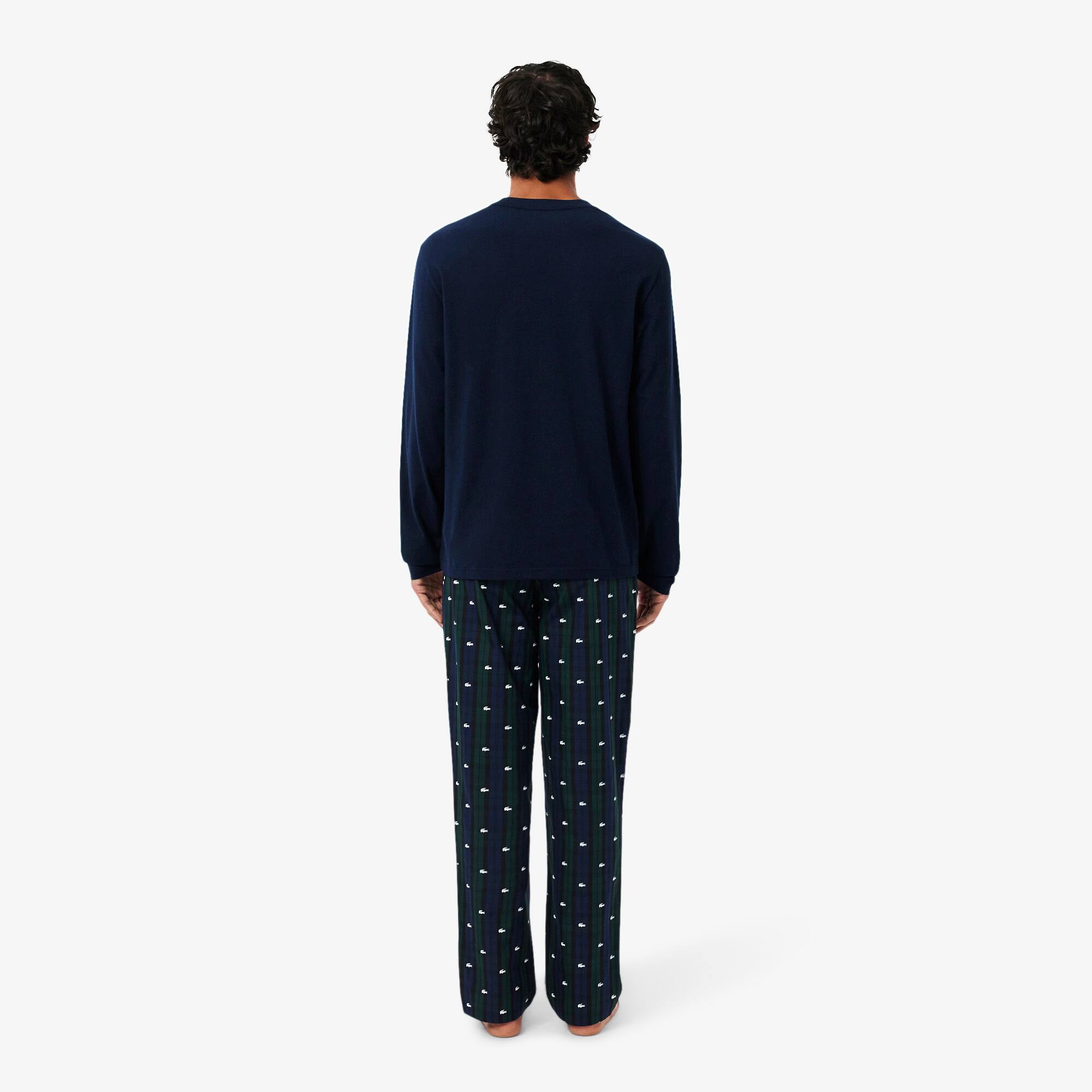 Thumbnail - Lacoste Pyjama-Set aus karierter Baumwolle - Navy Blau Size XS