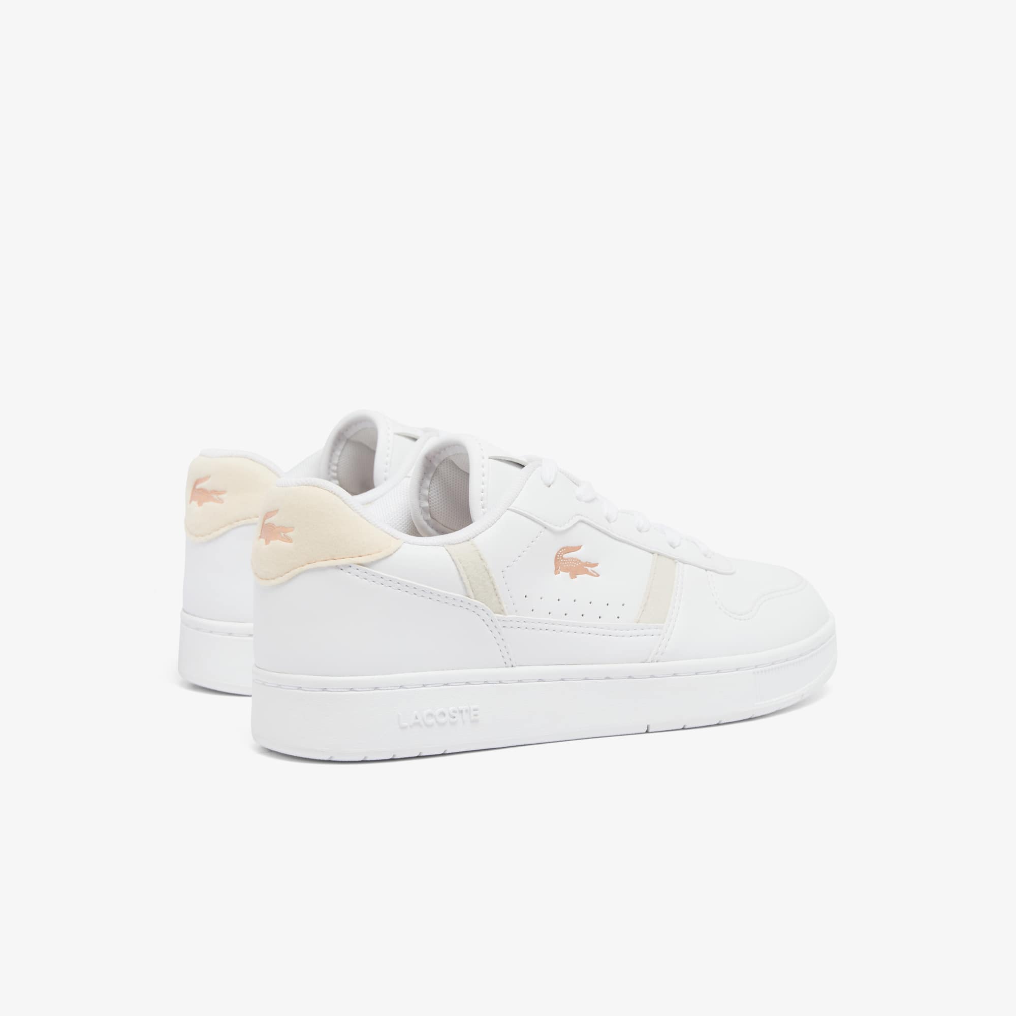 Thumbnail - Lacoste Junior T-Clip Set Sneakers - WHITE/LIGHT PINK Size 35