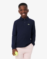 Polohemd aus Petit Piqu&eacute; mit langen &Auml;rmeln