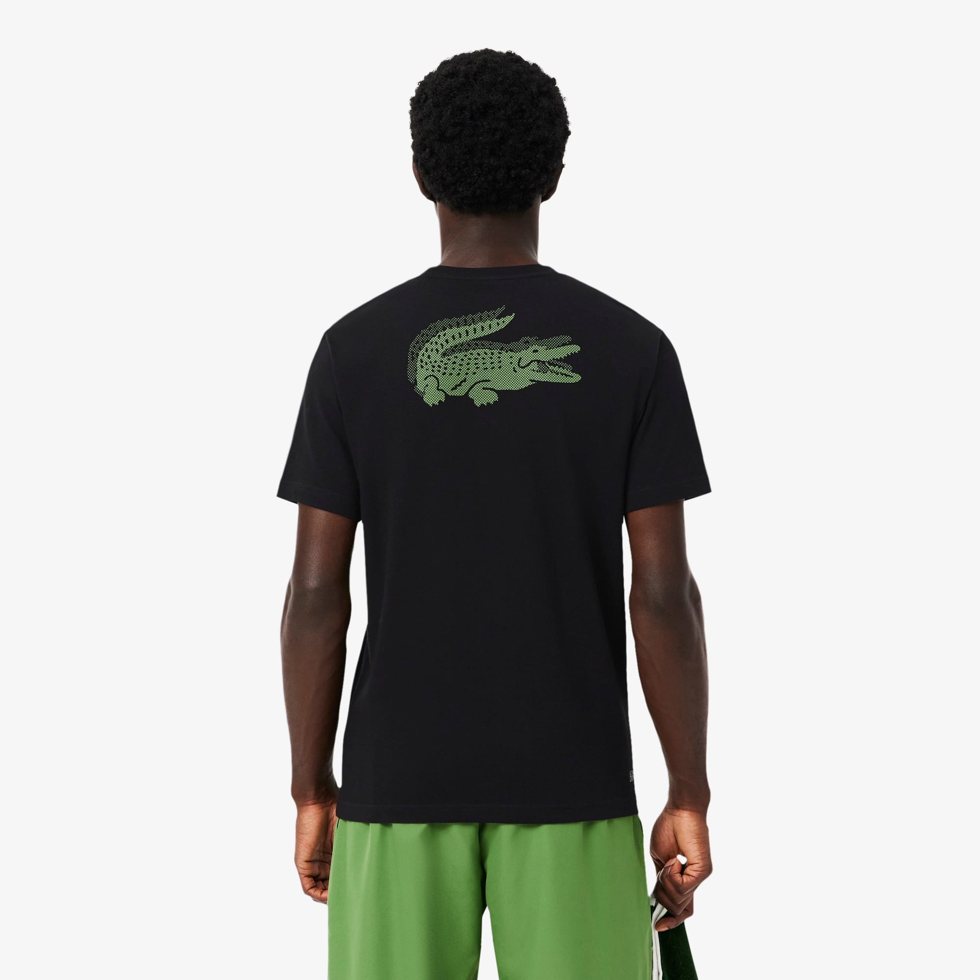 Thumbnail - Lacoste Sportliches Ultra-Dry-T-Shirt mit Kroko-Motiv - Schwarz / Grün Size 3XL