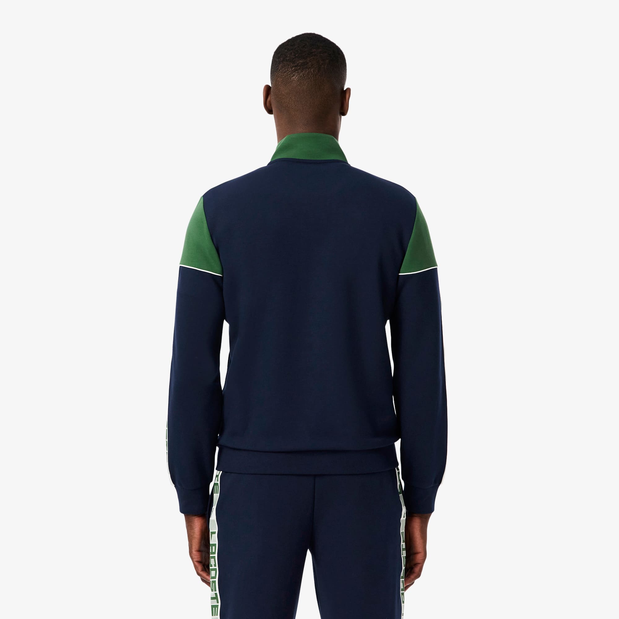 Thumbnail - Lacoste Tennis-Sweatshirt mit Reißverschluss und Colorblock-Design - Navy Blau / Grün Size XS