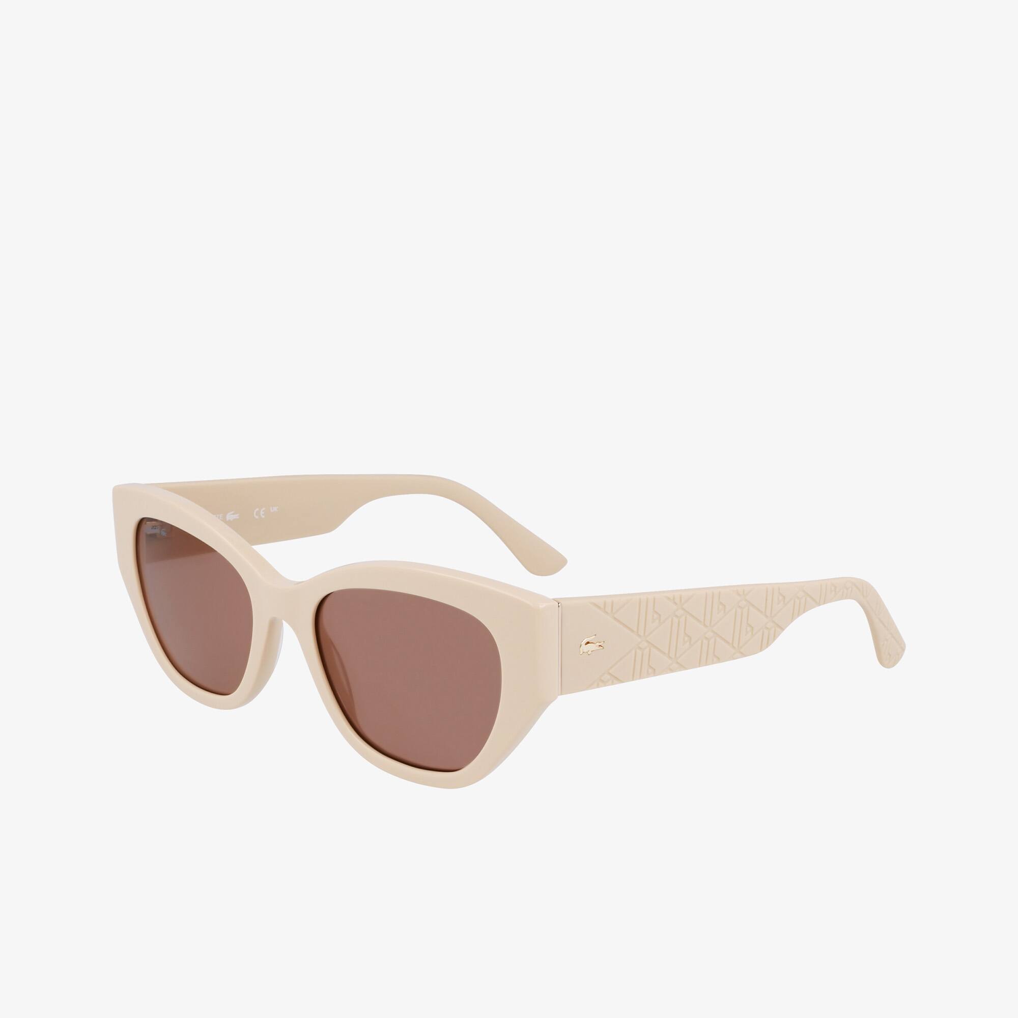 Thumbnail - Lacoste Rechteckige Acetat-Sonnenbrille mit Monogramm - CREAM Size One Size