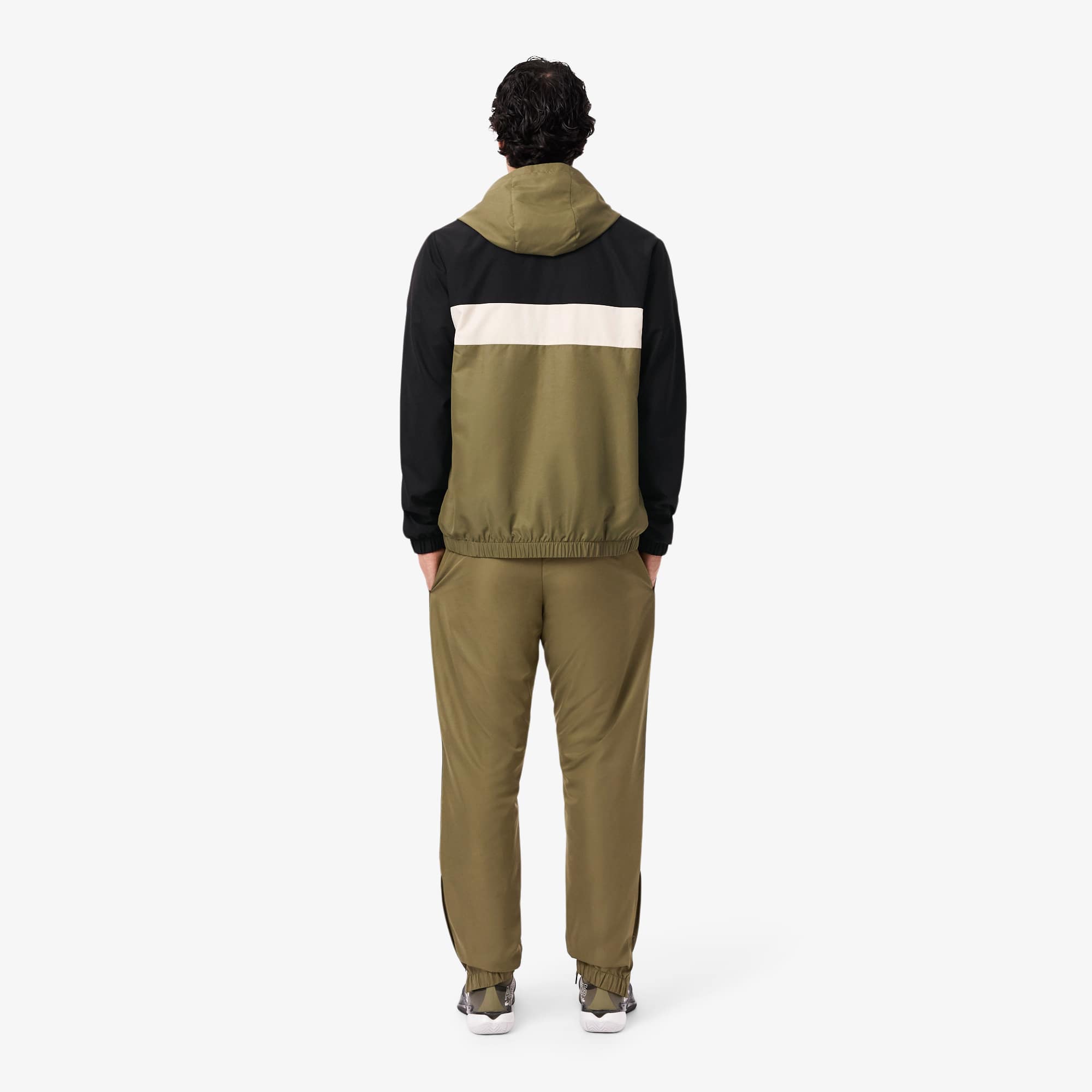 Thumbnail - Lacoste Sport-Trainingsanzug aus Diamant-Taft - Khaki Grün / Schwarz / Weiß Size 3XL