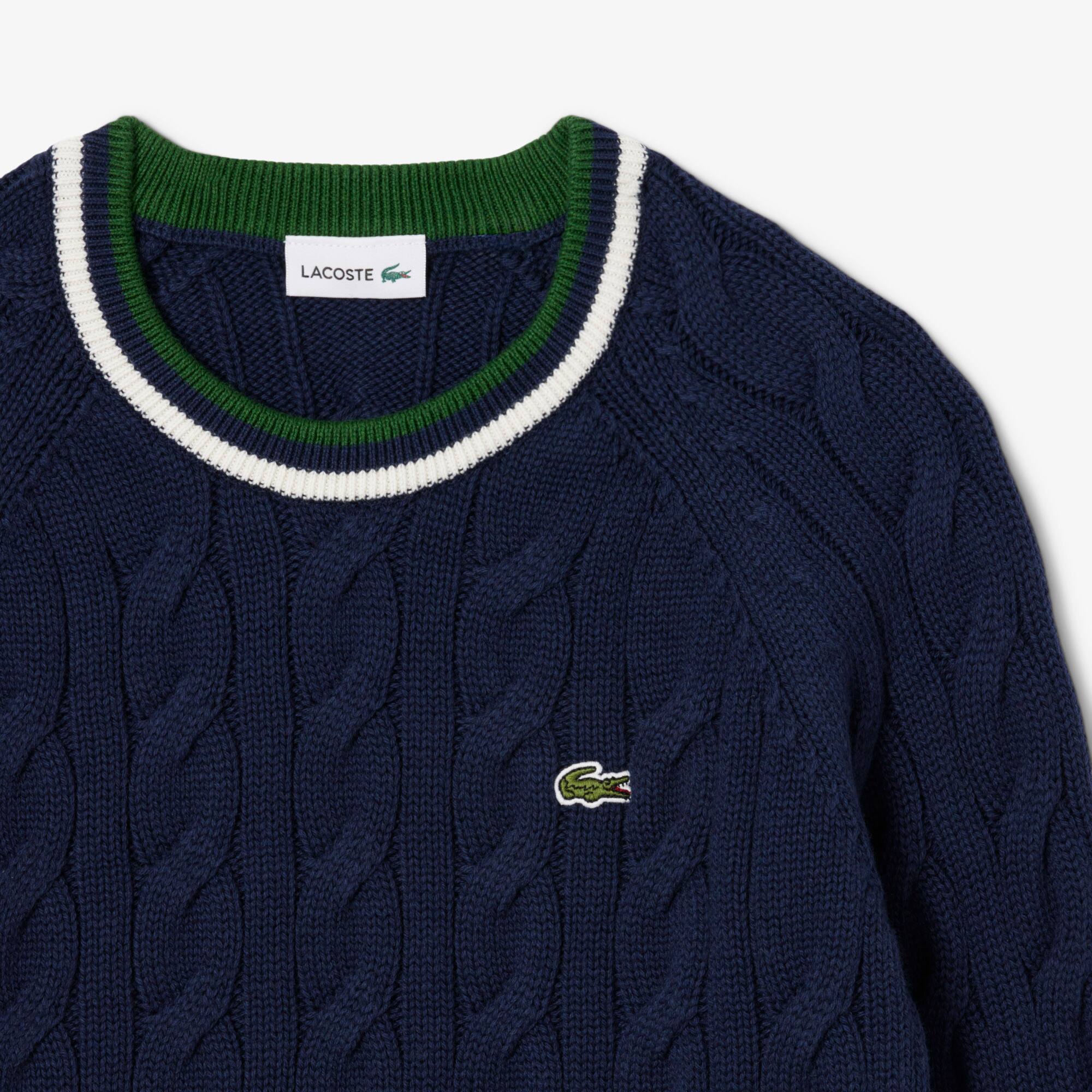 Thumbnail - Lacoste Pullover aus Wolle und Baumwolle mit Rundhalsausschnitt - Navy Blau Size 11 - 14A