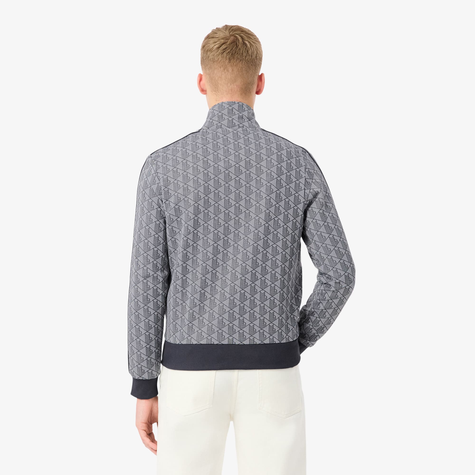Thumbnail - Lacoste Track-Jacke Paris aus Jacquard mit Reißverschluss - Gris Clair / Gris Fonce Size M
