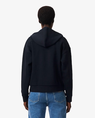 Hoodie aus Piqu&eacute; mit Rei&szlig;verschluss